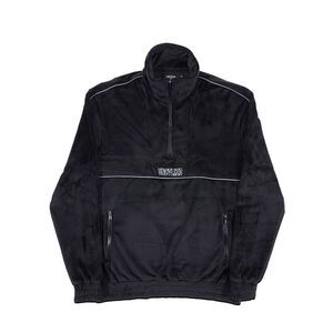 Quarter Zip Velour Men’s Track Jacket Black Size X-Large